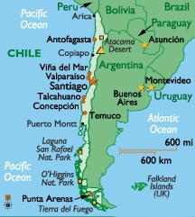 Mappa ridotta del Cile
